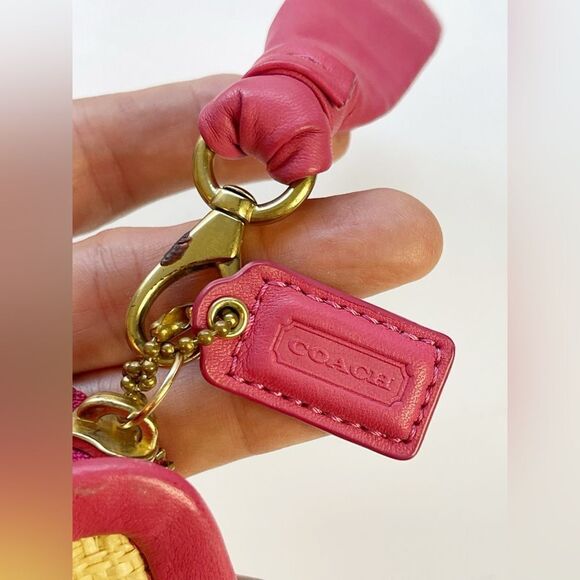 COACH PINK PARK STRAW CLUTCH Y2K wristlet BAG - Picture 9 of 10